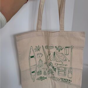 Canvas Tote Bag with Green Outdoor Print